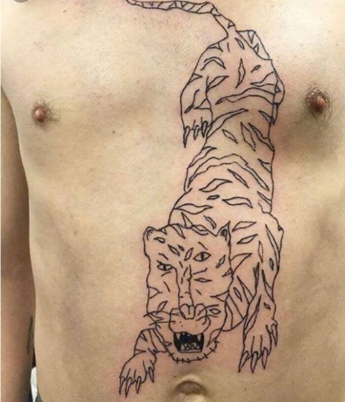 Tiger Line-Art Tattoo